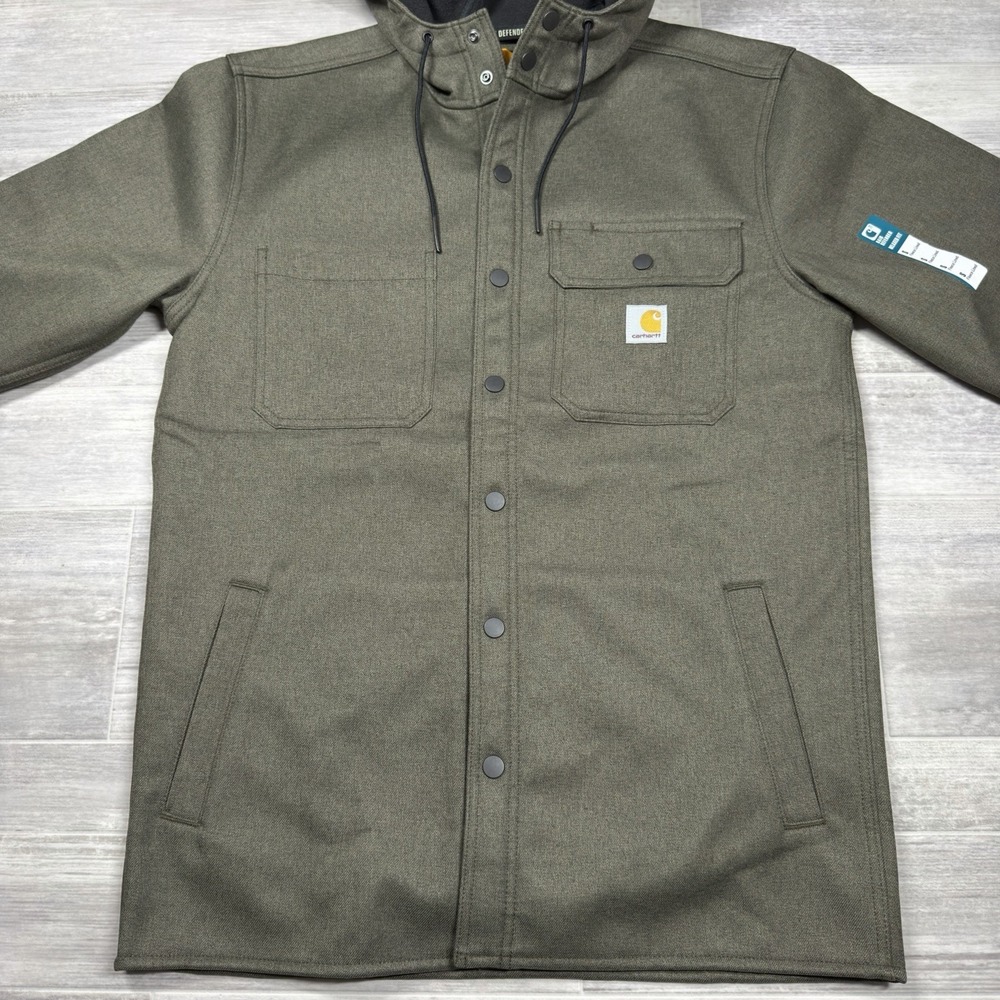 Men's Carhartt Color Moss Rain Defender Hooded Jacket Relaxed Fit Small NWT - Picture 4 of 7